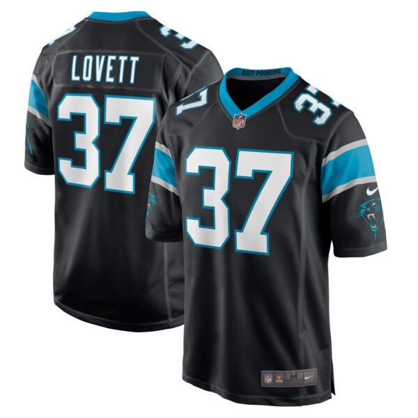 Men's Carolina Panthers John Lovett Nike Black Game Player Jersey