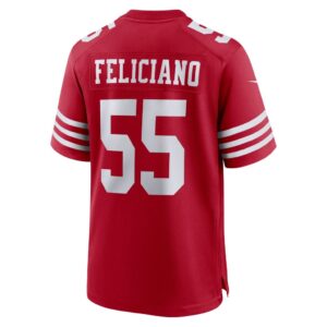 Men's San Francisco 49ers Jon Feliciano Nike Scarlet Game Player Jersey