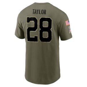 Men's Indianapolis Colts Jonathan Taylor Nike Olive 2022 Salute To Service Name & Number T-Shirt