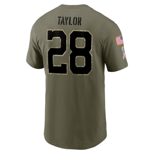 Men's Indianapolis Colts Jonathan Taylor Nike Olive 2022 Salute To Service Name & Number T-Shirt