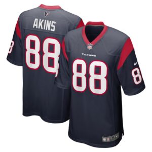 Men's Houston Texans Jordan Akins Nike Navy Game Jersey