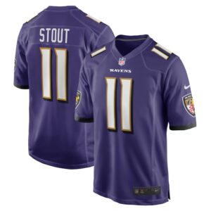 Men's Baltimore Ravens Jordan Stout Nike Purple Player Game Jersey