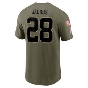 Men's Las Vegas Raiders Josh Jacobs Nike Olive 2022 Salute To Service Name & Number T-Shirt