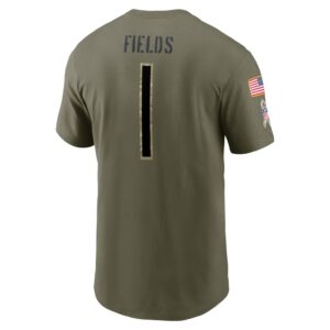 Men's Chicago Bears Justin Fields Nike Olive 2022 Salute To Service Name & Number T-Shirt