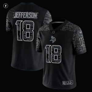 Men's Minnesota Vikings Justin Jefferson Nike Black RFLCTV Limited Jersey