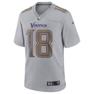 Men's Minnesota Vikings Justin Jefferson Nike Gray Atmosphere Fashion Game Jersey