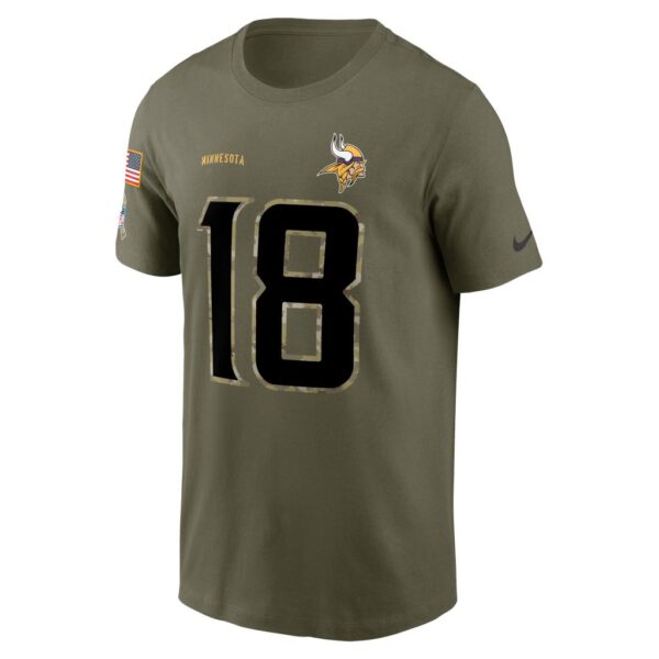 Men's Minnesota Vikings Justin Jefferson Nike Olive 2022 Salute To Service Name & Number T-Shirt