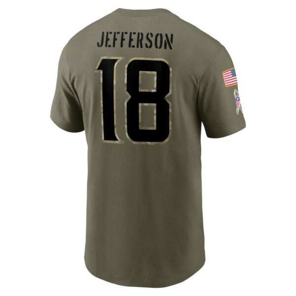 Men's Minnesota Vikings Justin Jefferson Nike Olive 2022 Salute To Service Name & Number T-Shirt