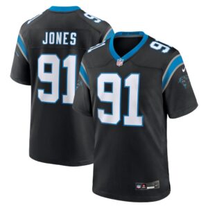 Men's Carolina Panthers Kobe Jones Nike Black Team Game Jersey