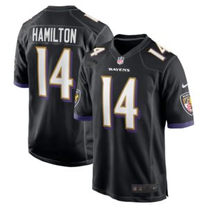 Men's Baltimore Ravens Kyle Hamilton Nike Black Player Game Jersey