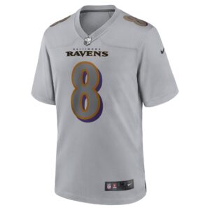 Men's Baltimore Ravens Lamar Jackson Nike Gray Atmosphere Fashion Game Jersey