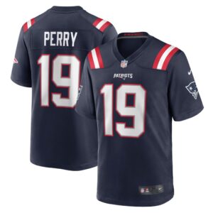 Men's New England Patriots Malcolm Perry Nike Navy Game Player Jersey