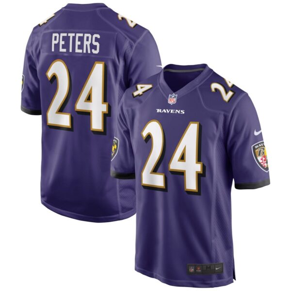 Men's Baltimore Ravens Marcus Peters Nike Purple Game Jersey