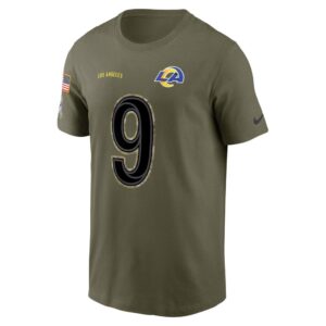 Men's Los Angeles Rams Matthew Stafford Nike Olive 2022 Salute To Service Name & Number T-Shirt