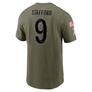 Men's Los Angeles Rams Matthew Stafford Nike Olive 2022 Salute To Service Name & Number T-Shirt