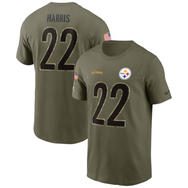 Men's Pittsburgh Steelers Najee Harris Nike Olive 2022 Salute To Service Name & Number T-Shirt