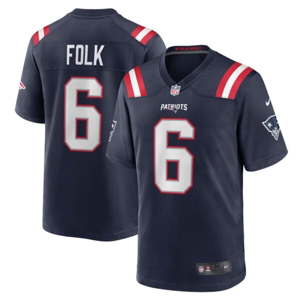 Men's New England Patriots Nick Folk Nike Navy Game Jersey