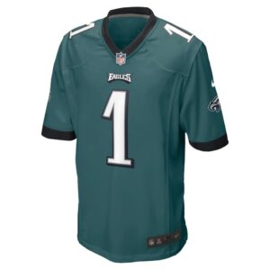 Men's Philadelphia Eagles Number 1 Dad Nike Midnight Green Game Jersey