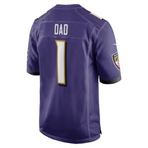 Men's Baltimore Ravens Number 1 Dad Nike Purple Game Jersey