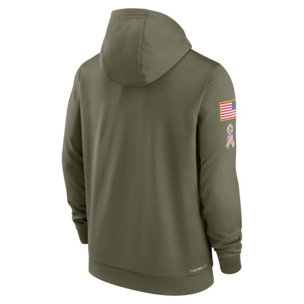 Men's Atlanta Falcons Nike Olive 2022 Salute to Service Therma Performance Pullover Hoodie