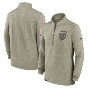 Men's Baltimore Ravens Nike Olive 2022 Salute to Service Shield Quarter-Zip Top