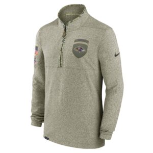 Men's Baltimore Ravens Nike Olive 2022 Salute to Service Shield Quarter-Zip Top