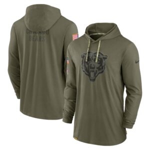 Men's Chicago Bears Nike Olive 2022 Salute to Service Tonal Pullover Hoodie