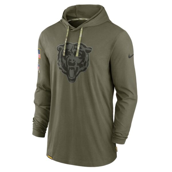 Men's Chicago Bears Nike Olive 2022 Salute to Service Tonal Pullover Hoodie