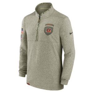 Men's Cincinnati Bengals Nike Olive 2022 Salute to Service Shield Quarter-Zip Top