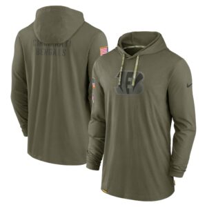 Men's Cincinnati Bengals Nike Olive 2022 Salute to Service Tonal Pullover Hoodie