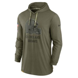 Men's Cleveland Browns Nike Olive 2022 Salute to Service Tonal Pullover Hoodie