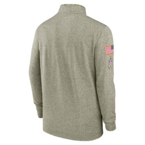 Men's Denver Broncos Nike Olive 2022 Salute to Service Shield Quarter-Zip Top