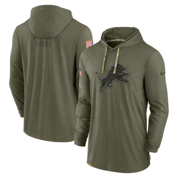 Men's Detroit Lions Nike Olive 2022 Salute to Service Tonal Pullover Hoodie