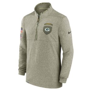 Men's Green Bay Packers Nike Olive 2022 Salute to Service Shield Quarter-Zip Top