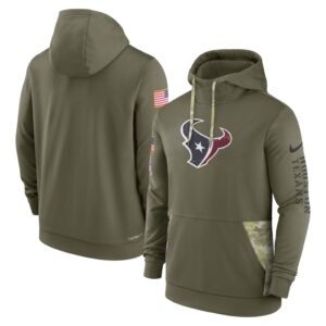 Men's Houston Texans Nike Olive 2022 Salute to Service Therma Performance Pullover Hoodie