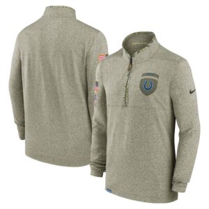 Men's Indianapolis Colts Nike Olive 2022 Salute to Service Shield Quarter-Zip Top