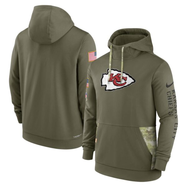 Men's Kansas City Chiefs Nike Olive 2022 Salute to Service Therma Performance Pullover Hoodie