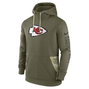 Men's Kansas City Chiefs Nike Olive 2022 Salute to Service Therma Performance Pullover Hoodie