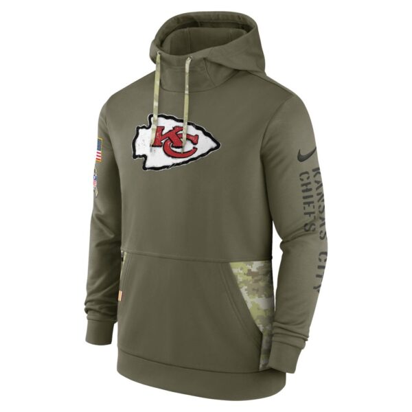 Men's Kansas City Chiefs Nike Olive 2022 Salute to Service Therma Performance Pullover Hoodie