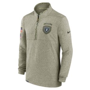 Men's Las Vegas Raiders Nike Olive 2022 Salute to Service Shield Quarter-Zip Top