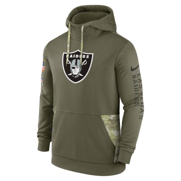 Men's Las Vegas Raiders Nike Olive 2022 Salute to Service Therma Performance Pullover Hoodie