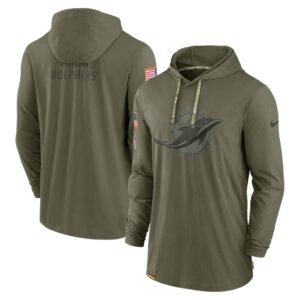 Men's Miami Dolphins Nike Olive 2022 Salute to Service Tonal Pullover Hoodie