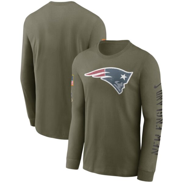 Men's New England Patriots Nike Olive 2022 Salute To Service Long Sleeve T-Shirt