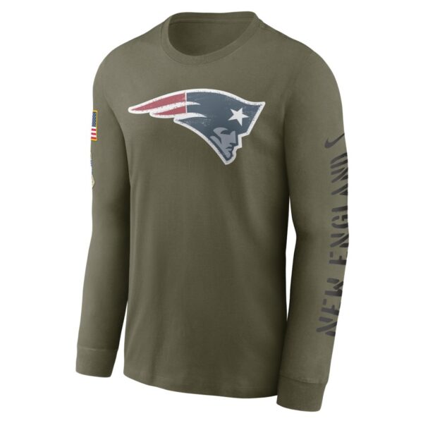 Men's New England Patriots Nike Olive 2022 Salute To Service Long Sleeve T-Shirt