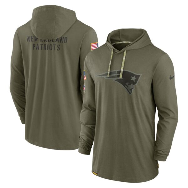 Men's New England Patriots Nike Olive 2022 Salute to Service Tonal Pullover Hoodie