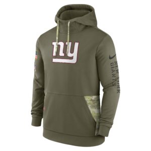 Men's New York Giants Nike Olive 2022 Salute to Service Therma Performance Pullover Hoodie