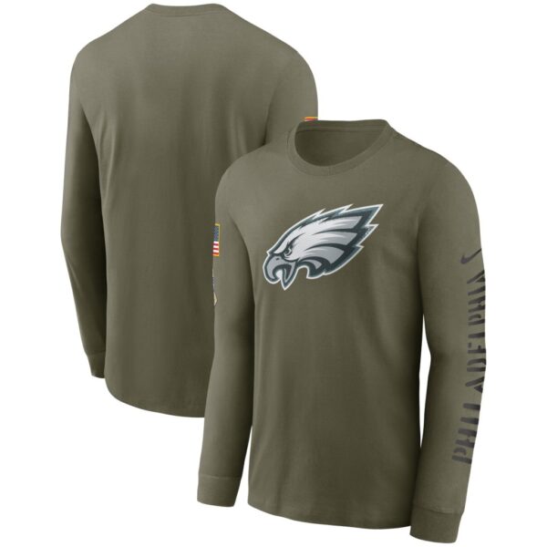 Men's Philadelphia Eagles Nike Olive 2022 Salute To Service Long Sleeve T-Shirt