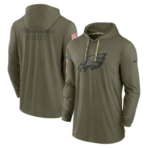 Men's Philadelphia Eagles Nike Olive 2022 Salute to Service Tonal Pullover Hoodie