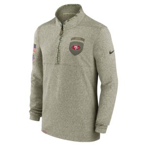 Men's San Francisco 49ers Nike Olive 2022 Salute to Service Shield Quarter-Zip Top