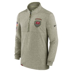 Men's Tampa Bay Buccaneers Nike Olive 2022 Salute to Service Shield Quarter-Zip Top